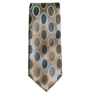 Vintage Pavone Geometric 100% Silk Oval Multicolor + Gray Repp Tie